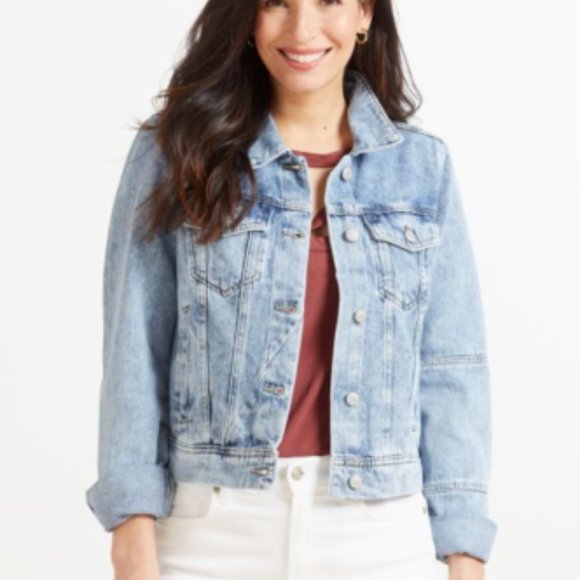 Free People Jackets & Blazers - Free People Rumors Seamed Denim Jacket Indigo Blue XS Light Acid Wash NWT